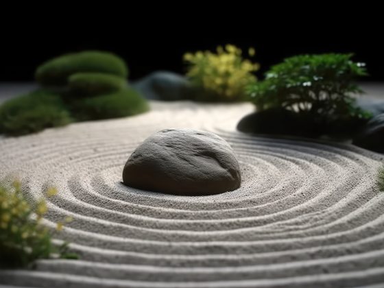 zen stones garden meditation with dark background ai generative 1