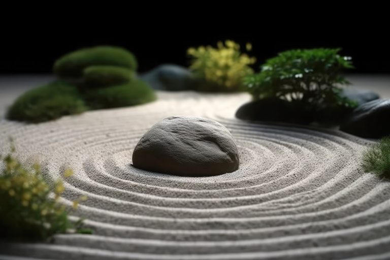 Feng Shui - czym jest, zasady oraz jak stosować? 1 zen stones garden meditation with dark background ai generative 1
